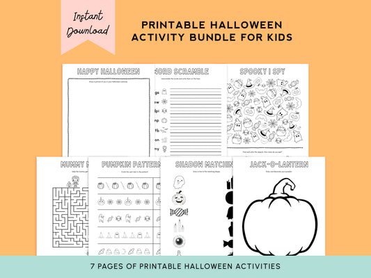 Printable Kid's Halloween Activity Bundle