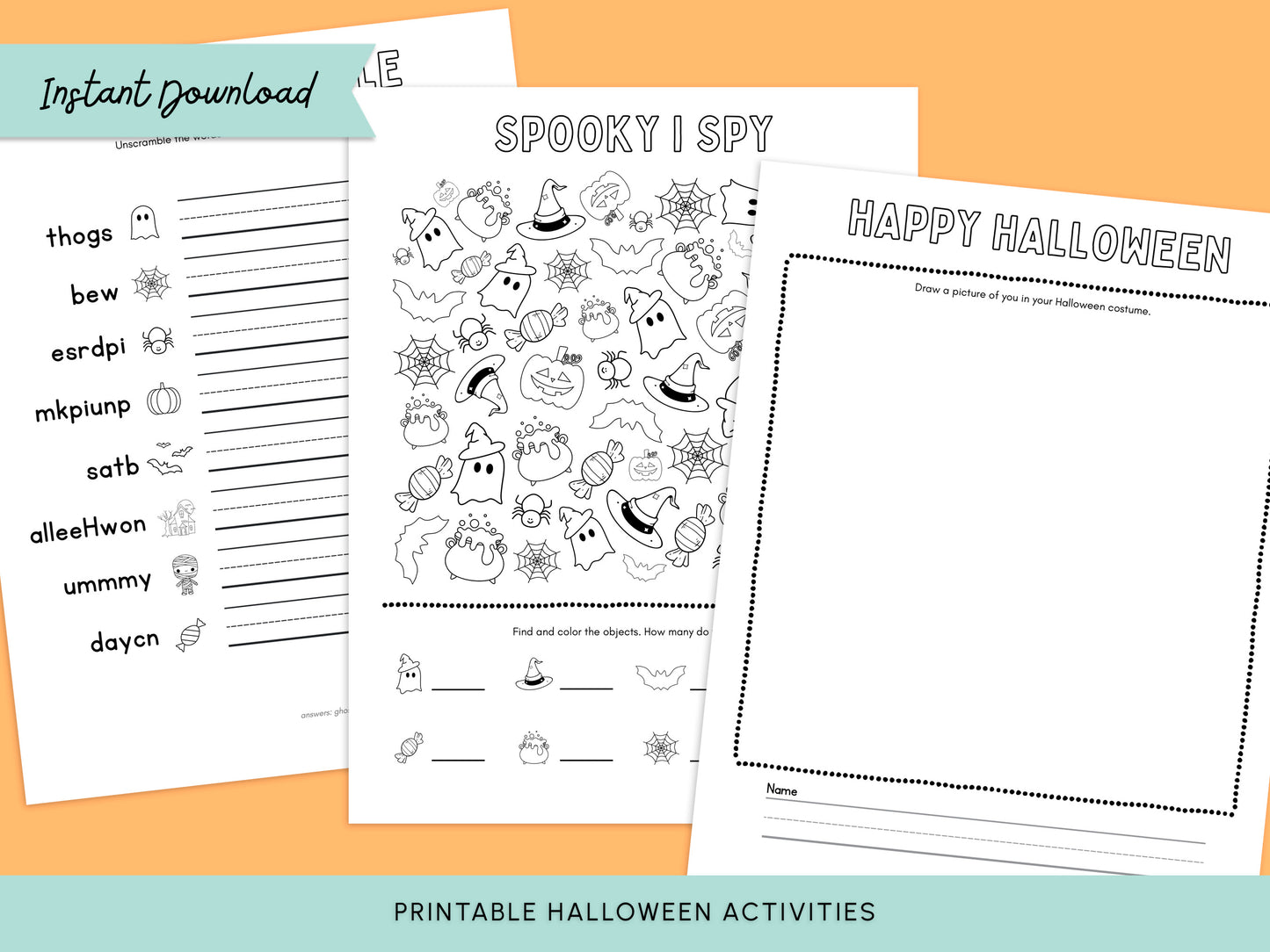 Printable Kid's Halloween Activity Bundle